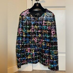 Chanel sequin tweed jacket 40